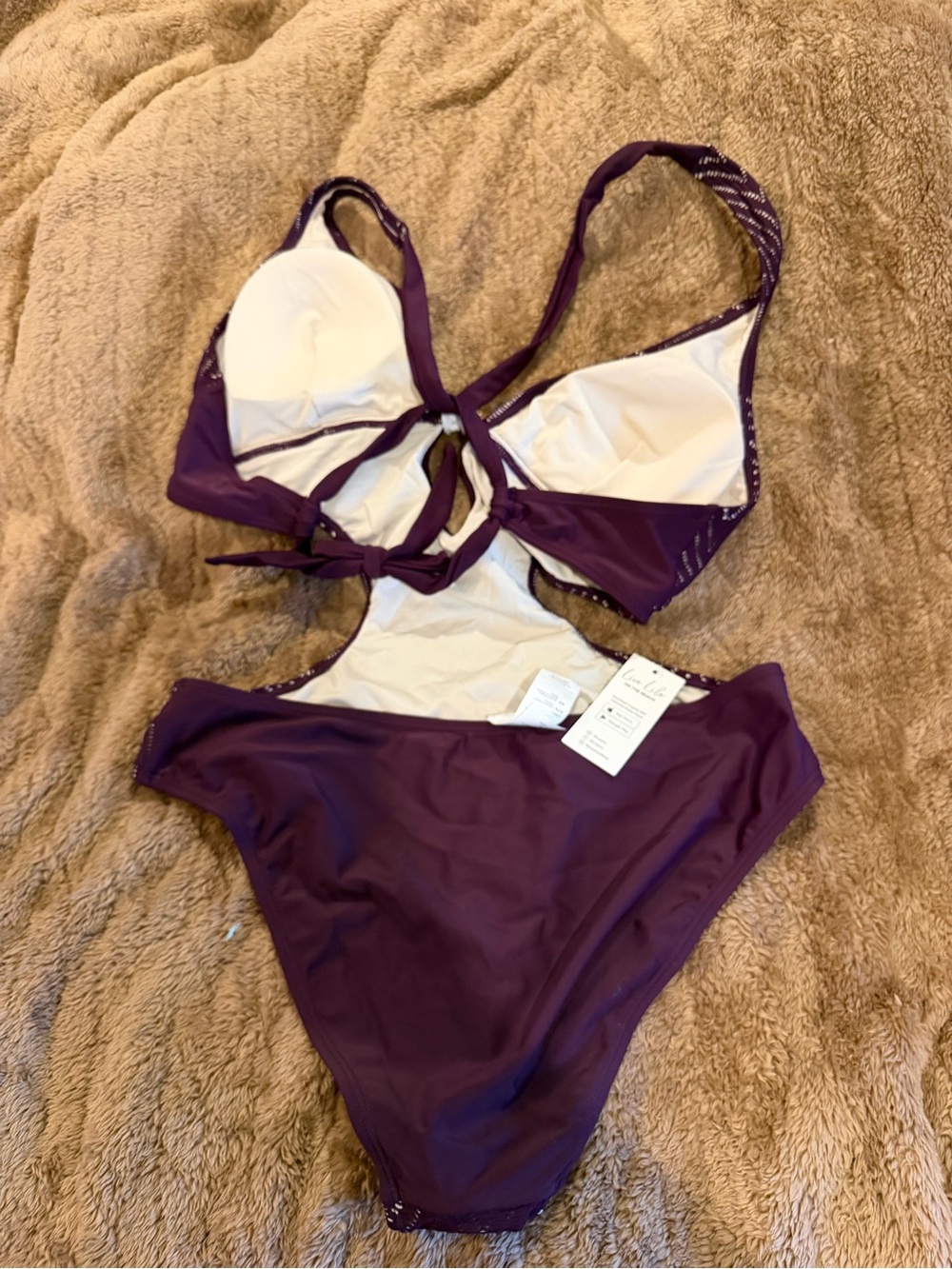 Purple women’s ' One-Piece Swimsuit with Zigzag design - Picture 4 of 4